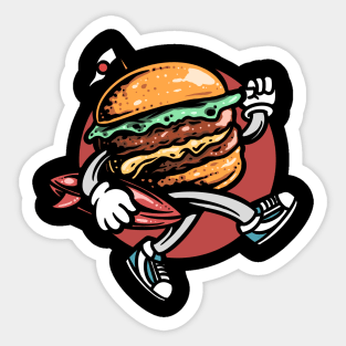 Cartoon Surfer Burger Sticker